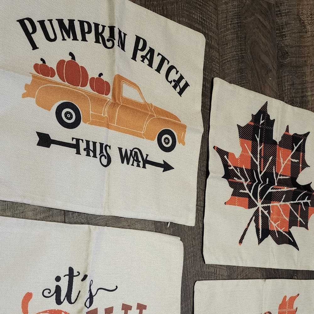 4 New Fall Harvest Halloween Falloween 18x18 Pillow Covers With Zipper